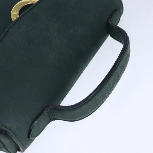 CELINE Hand Bag Leather 2way Green Gold Auth 94979 - Picture 7 of 16